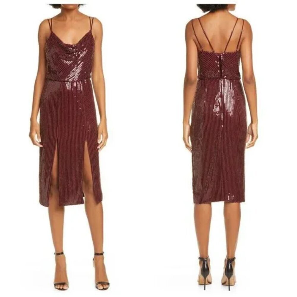 HANEY Elise Sequin Blouson Cocktail Dress